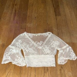 Mesh white flowy top